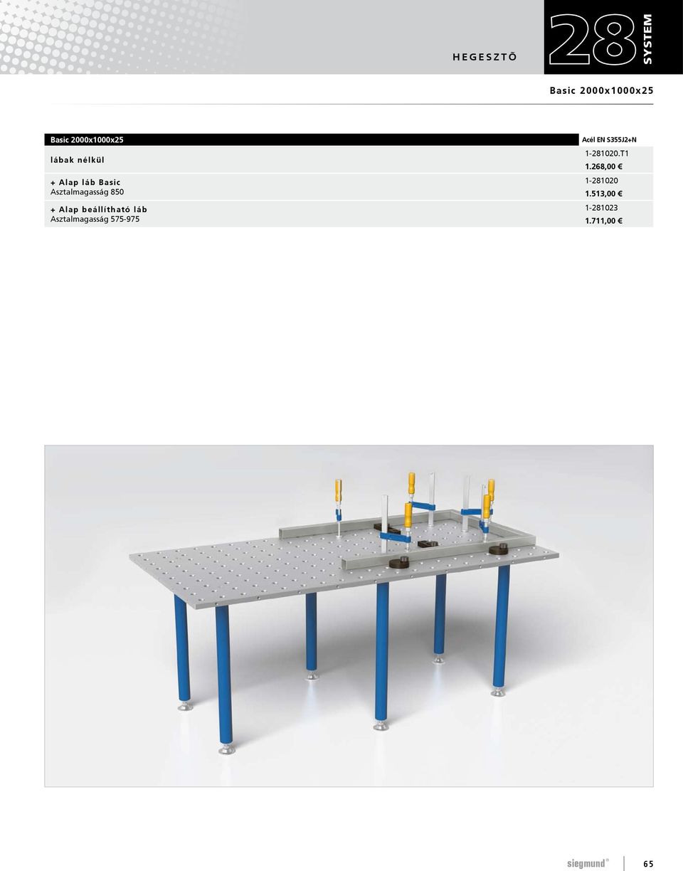 Asztalmagasság 575-975 Acél EN S355J2+N