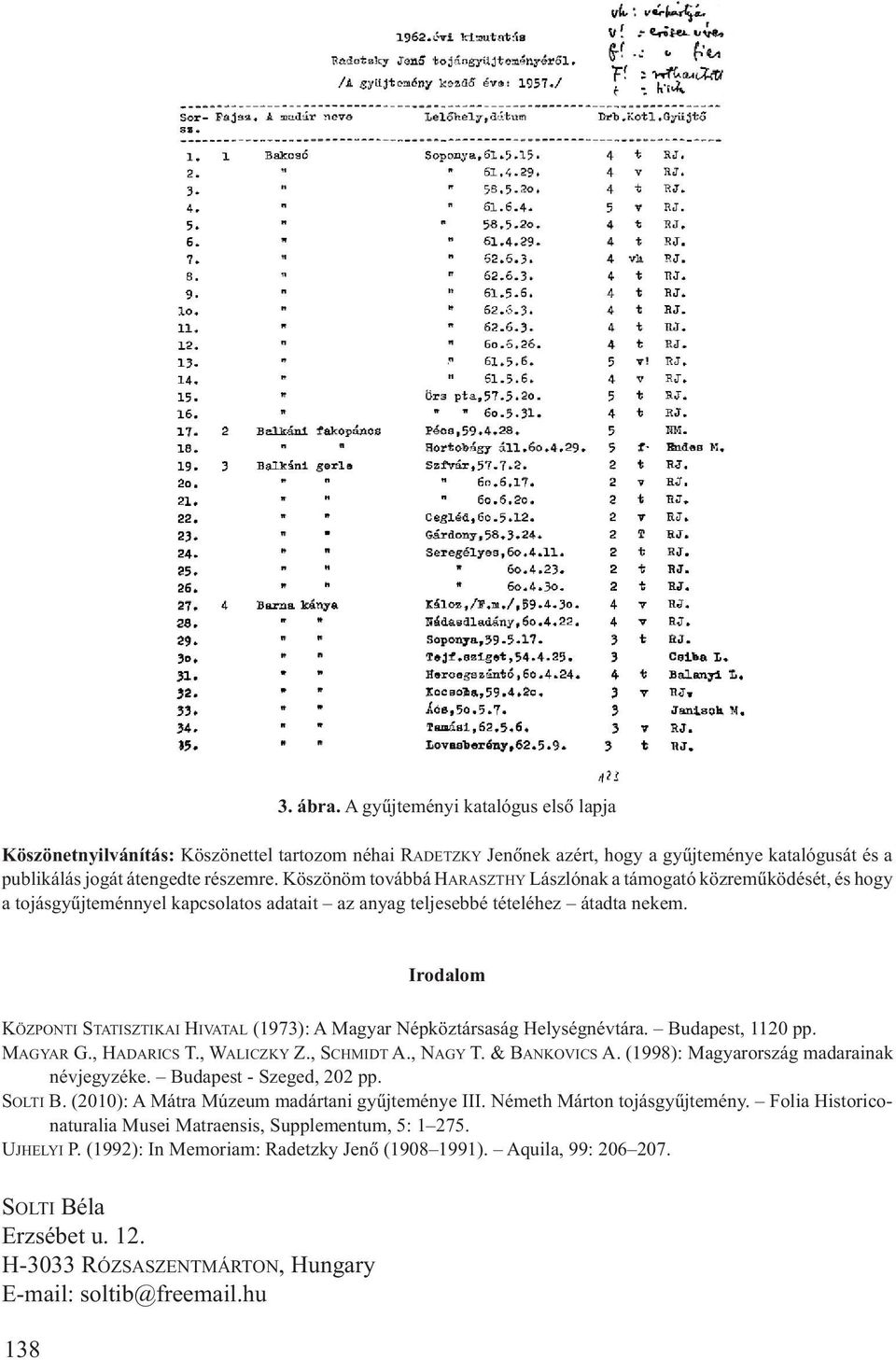 Irodalom KÖZPONTI STATISZTIKAI HIVATAL (1973): A Magyar Népköztársaság Helységnévtára. Budapest, 1120 pp. MAGYAR G., HADARICS T., WALICZKY Z., SCHMIDT A., NAGY T. & BANKOVICS A.