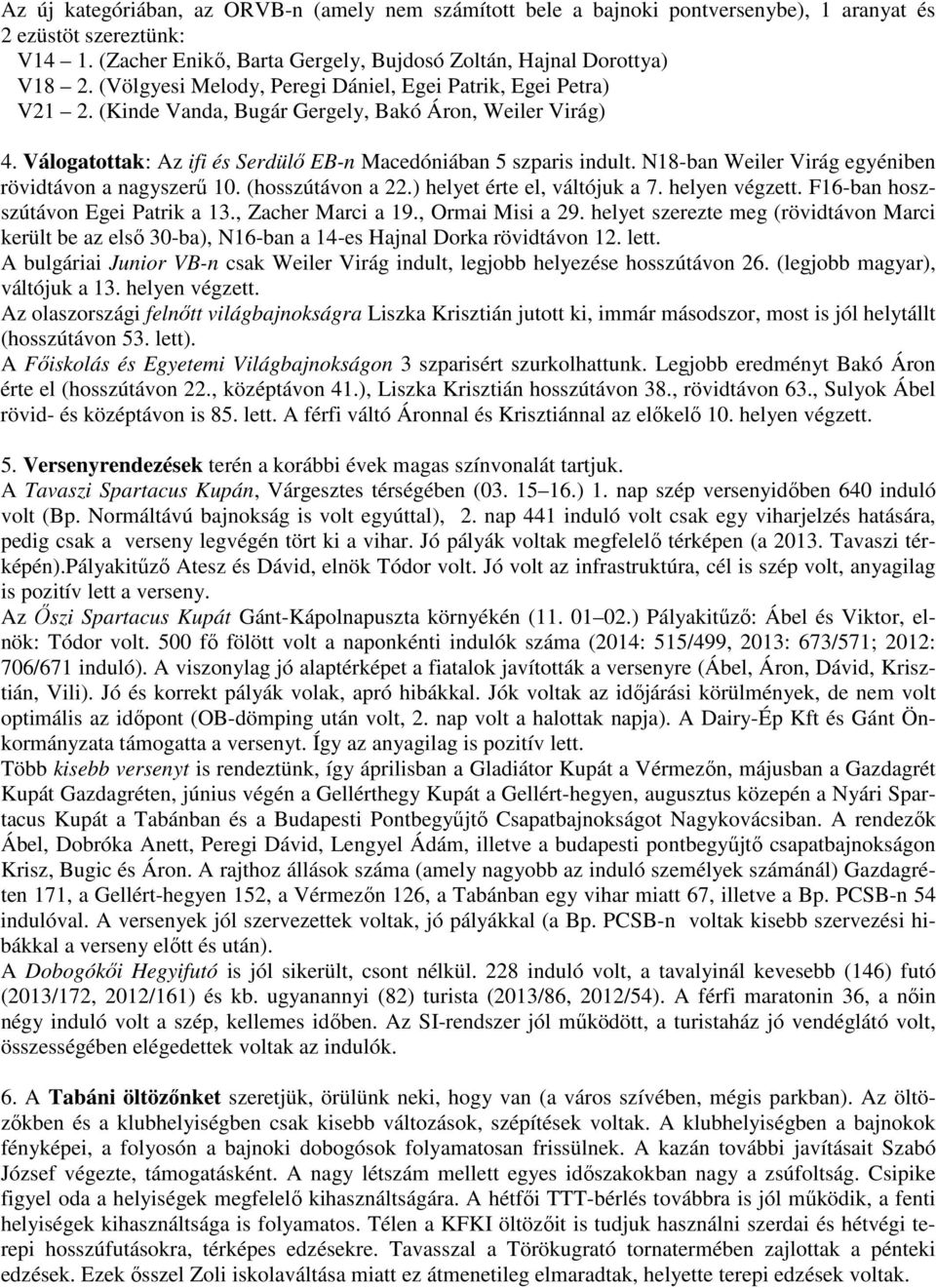 N18-ban Weiler Virág egyéniben rövidtávon a nagyszerű 10. (hosszútávon a 22.) helyet érte el, váltójuk a 7. helyen végzett. F16-ban hoszszútávon Egei Patrik a 13., Zacher Marci a 19., Ormai Misi a 29.