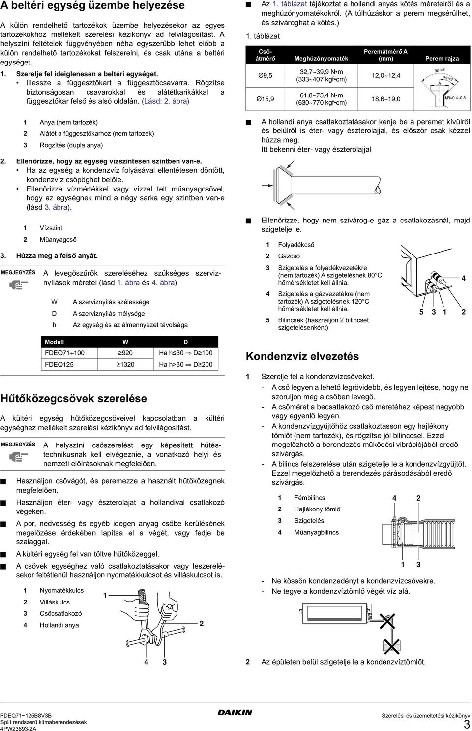 Illessze a függesztőkart a függesztőcsavarra. Rögzítse biztonságosan csavarokkal és alátétkarikákkal a függesztőkar felső és alsó oldalán. (Lásd:. ábra) Az.