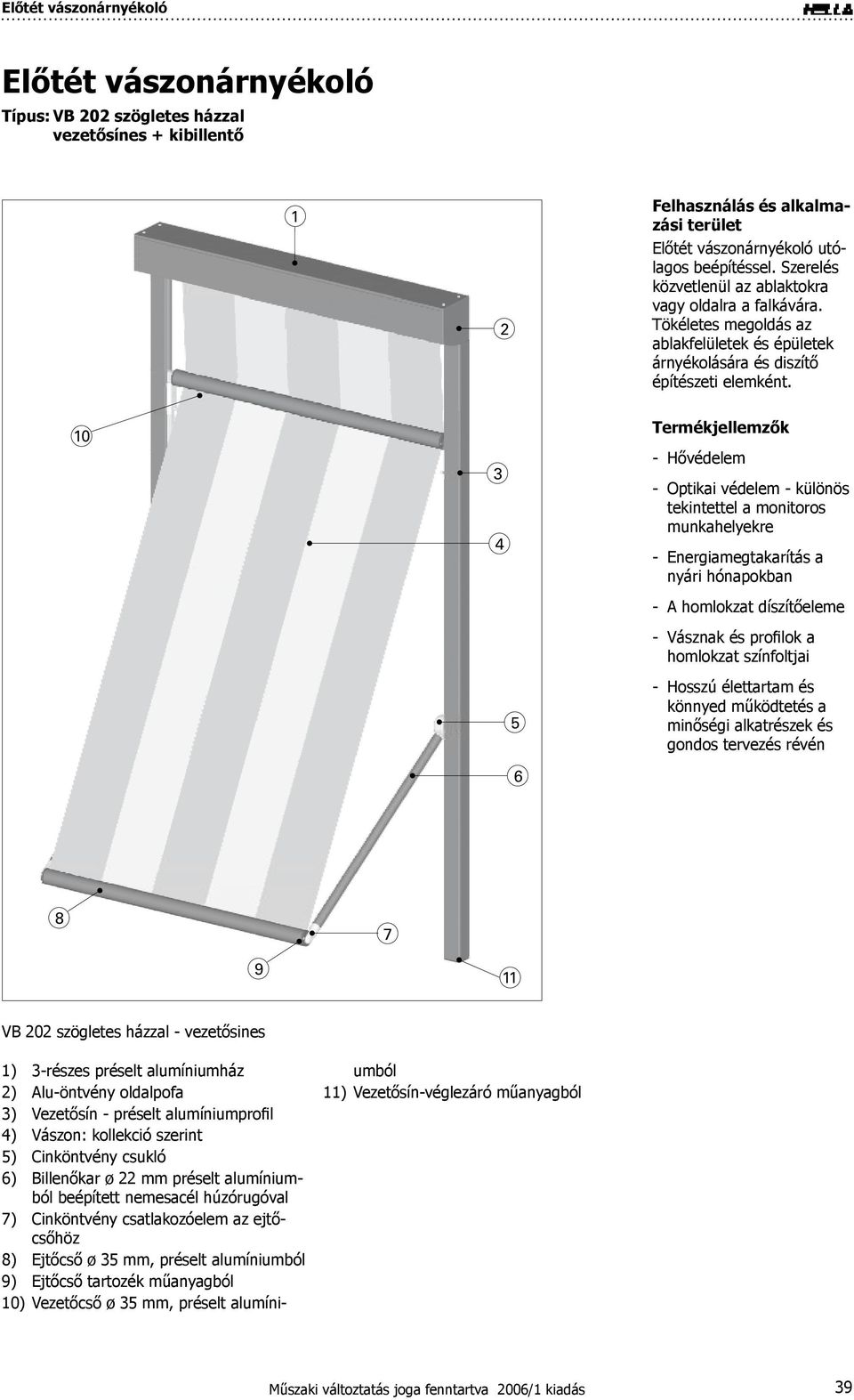 Termékjellemzők - Hővédelem - Optikai védelem - különös tekintettel a monitoros munkahelyekre - Energiamegtakarítás a nyári hónapokban - A homlokzat díszítőeleme - Vásznak és profilok a homlokzat