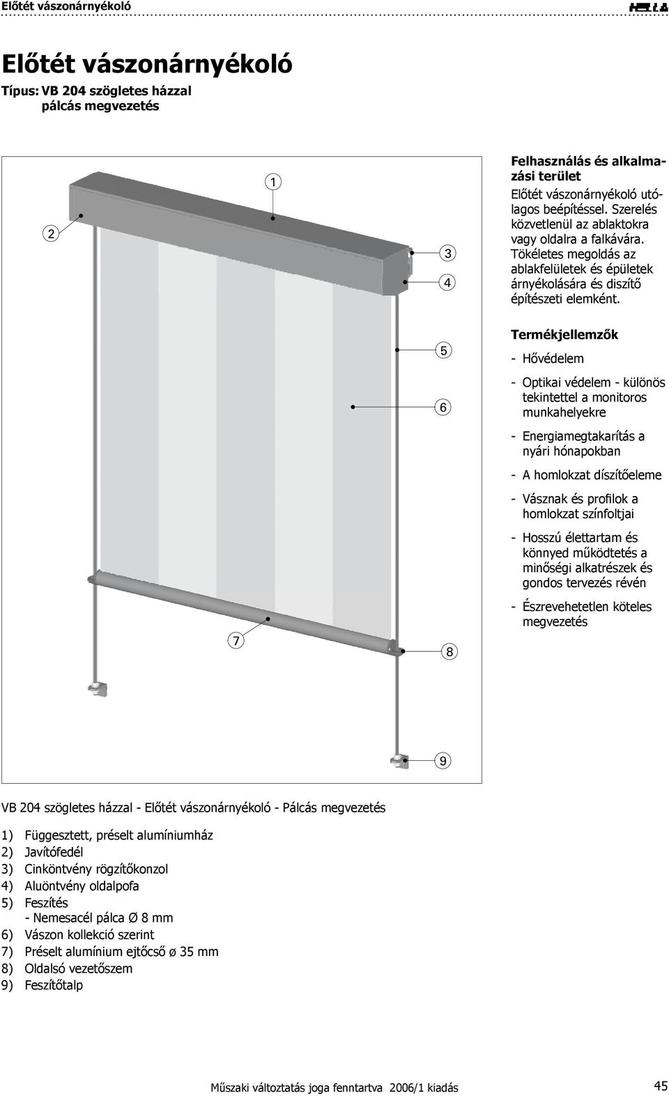 Termékjellemzők - Hővédelem - Optikai védelem - különös tekintettel a monitoros munkahelyekre - Energiamegtakarítás a nyári hónapokban - A homlokzat díszítőeleme - Vásznak és profilok a homlokzat