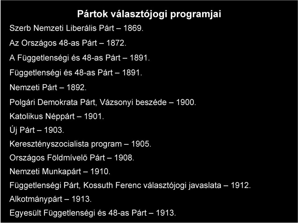 Polgári Demokrata Párt, Vázsonyi beszéde 1900. Katolikus Néppárt 1901. Új Párt 1903. Keresztényszocialista program 1905.