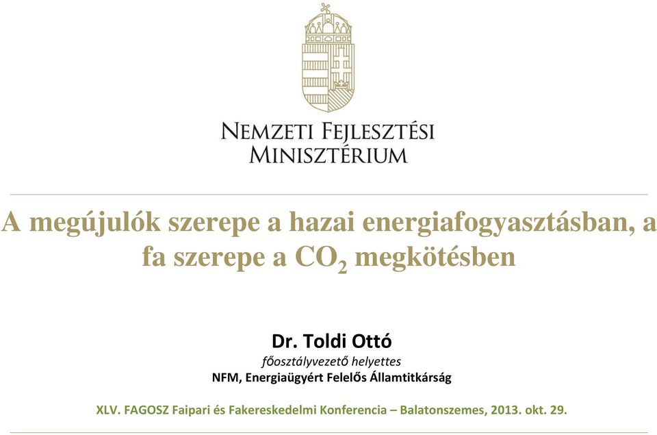 Toldi Ottó főosztályvezető helyettes NFM, Energiaügyért