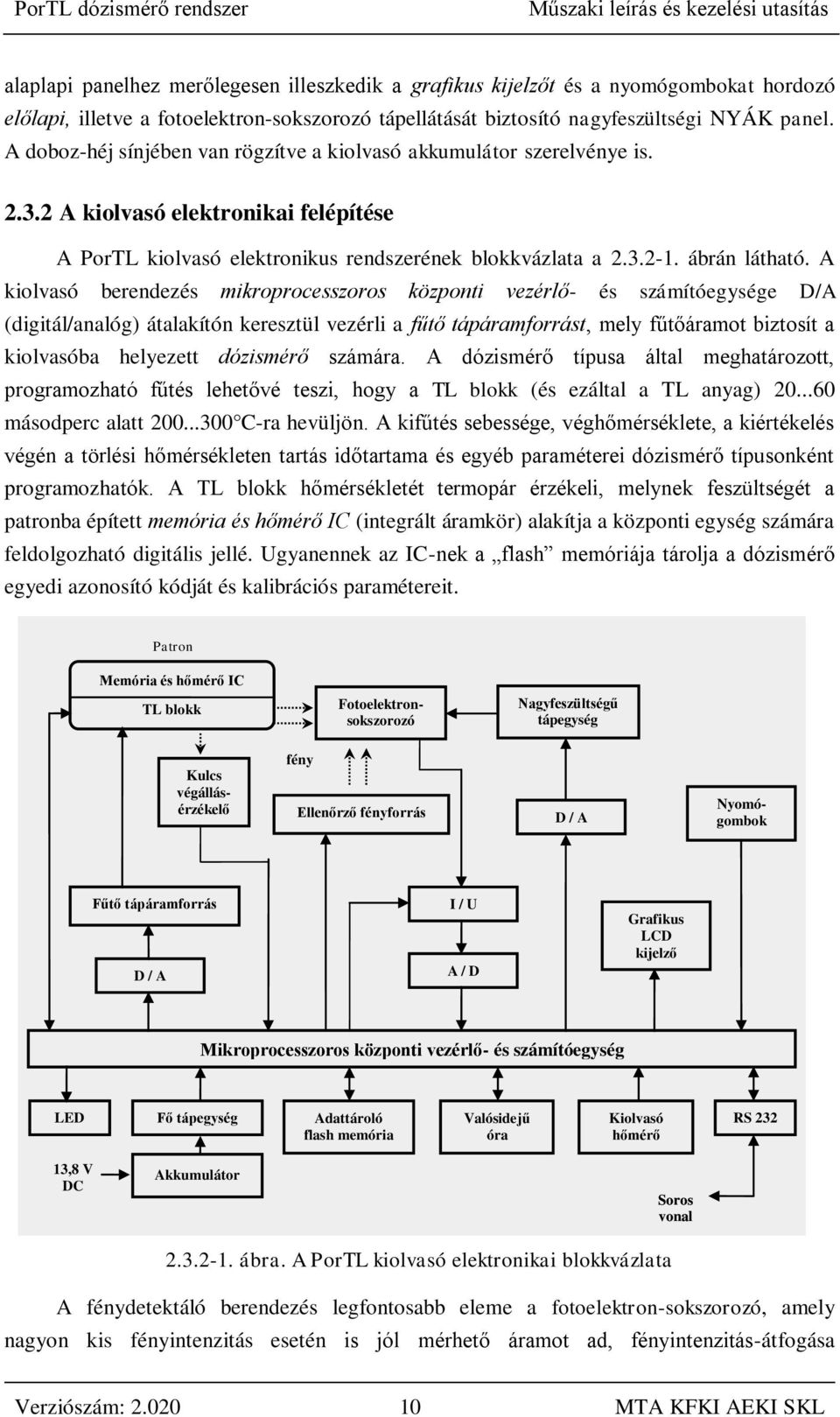 A kiolvasó berendezés mikroprocesszoros központi vezérlő- és számítóegysége D/A (digitál/analóg) átalakítón keresztül vezérli a fűtő tápáramforrást, mely fűtőáramot biztosít a kiolvasóba helyezett