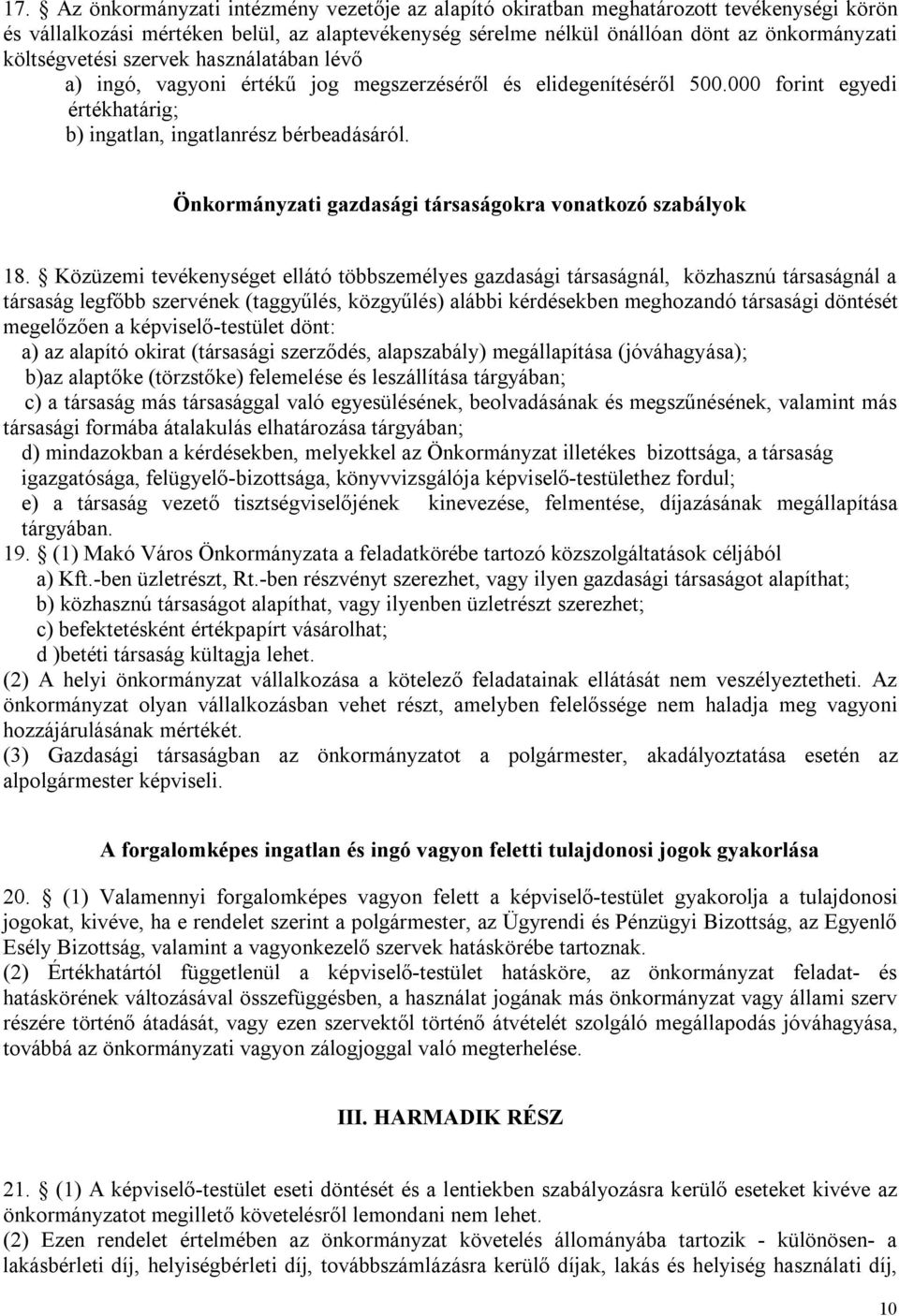 Önkormányzati gazdasági társaságokra vonatkozó szabályok 18.