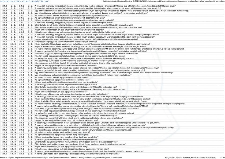 Mi az elváltozás biológiai értelme, és az melyik szakaszban nyilvánul meg? 2.1.3. 2.1.B. 2.1.C. 2.1.D.