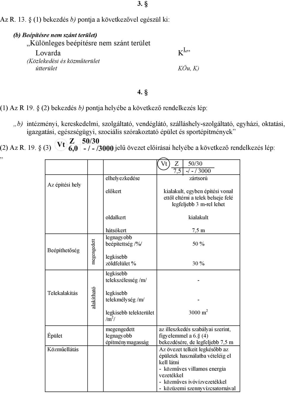 (2) bekezdés b) pontja helyébe a következő rendelkezés lép: b) intézményi, kereskedelmi, szolgáltató, vendéglátó, szálláshely-szolgáltató, egyházi, oktatási, igazgatási, egészségügyi, szociális