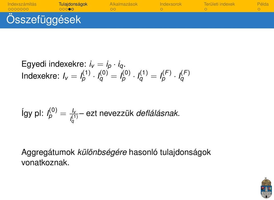 ) p I (F ) q Így pl: I (0) p = Iv I (1) q ezt nevezzük