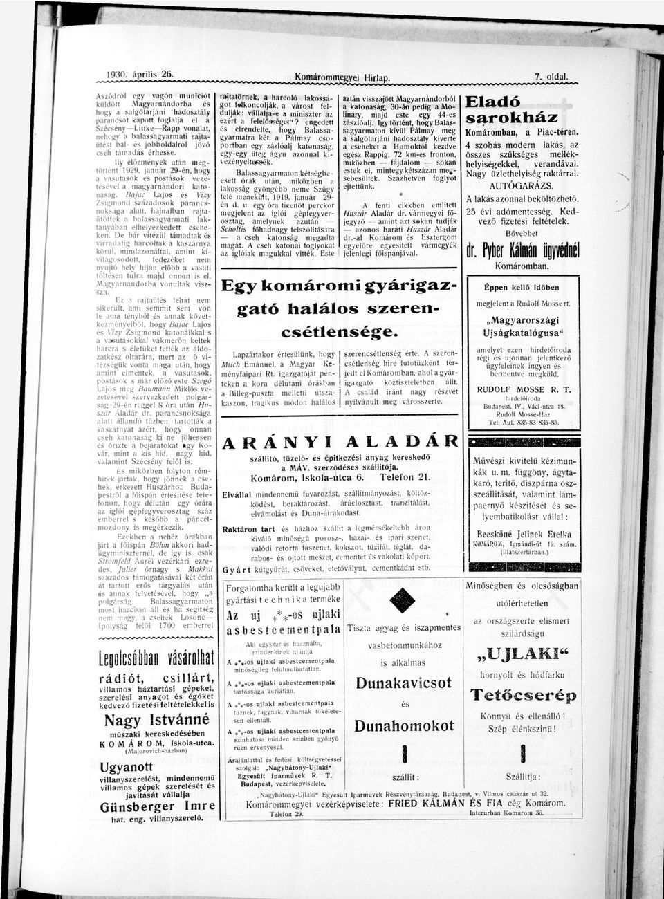 s é h e s s e. ly előzmények után m e g tötént 1929. j n u á 2 9 - é n, h o g y vsutsok p o s t á s o k veze teve m g y n n d o kto nság.