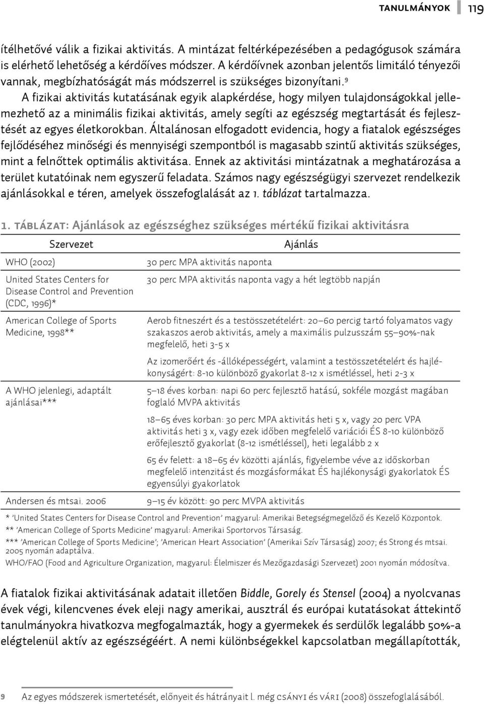 9 A fizikai aktivitás kutatásának egyik alapkérdése, hogy milyen tulajdonságokkal jellemezhető az a minimális fizikai aktivitás, amely segíti az egészség megtartását és fejlesztését az egyes