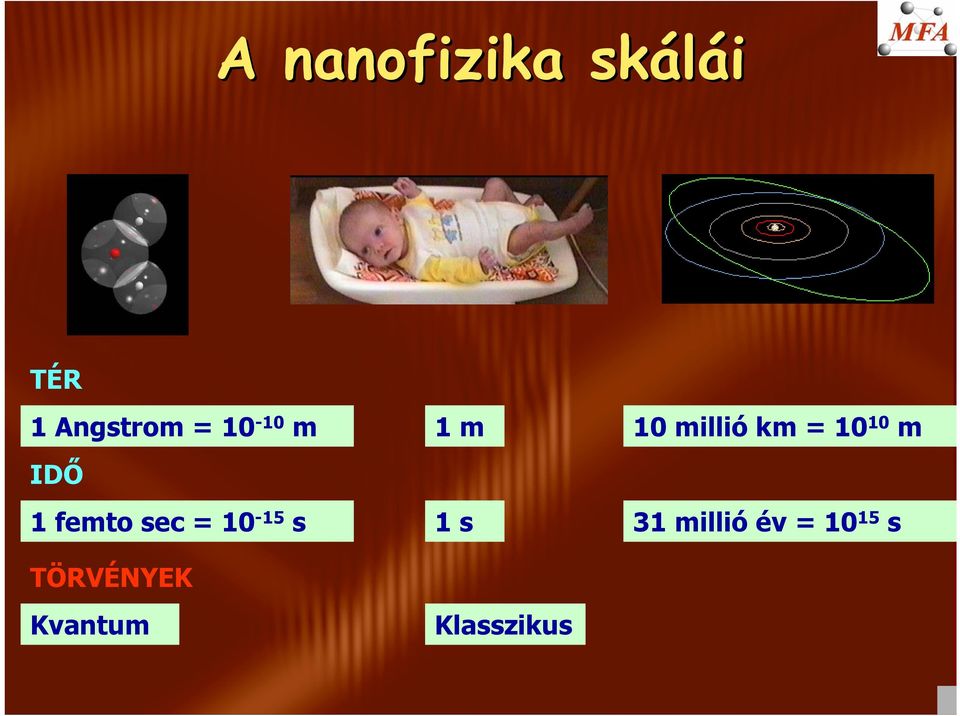 1 femto sec = 10-15 s 1 s 31 millió év