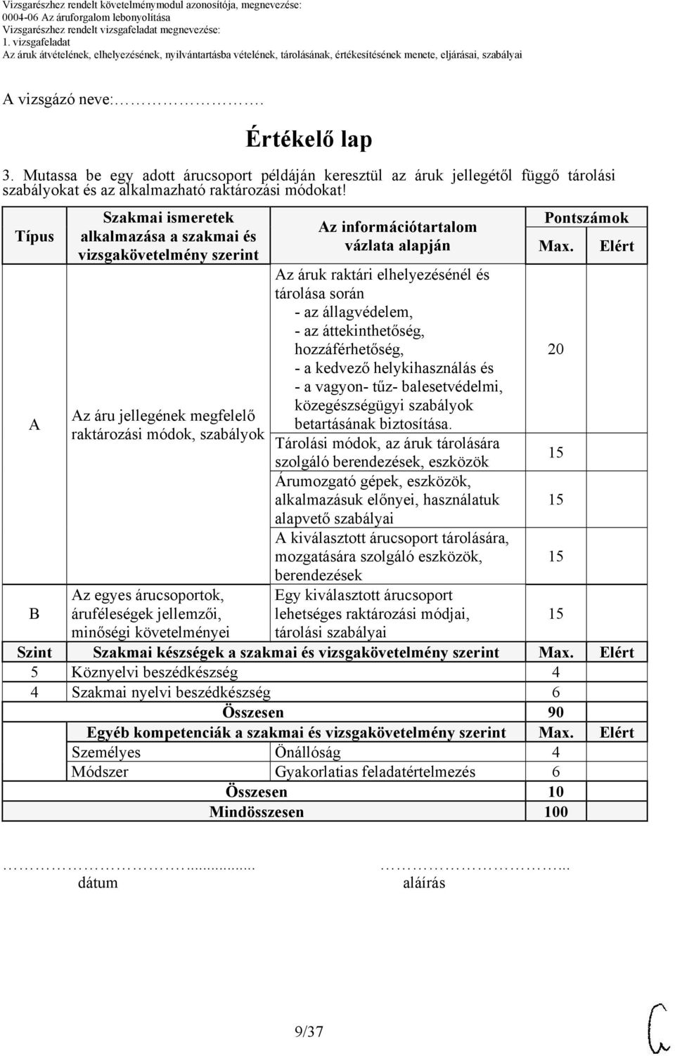 követelményei Az információtartalom vázlata alapján Az áruk raktári elhelyezésénél és tárolása során - az állagvédelem, - az áttekinthetőség, hozzáférhetőség, - a kedvező helykihasználás és - a