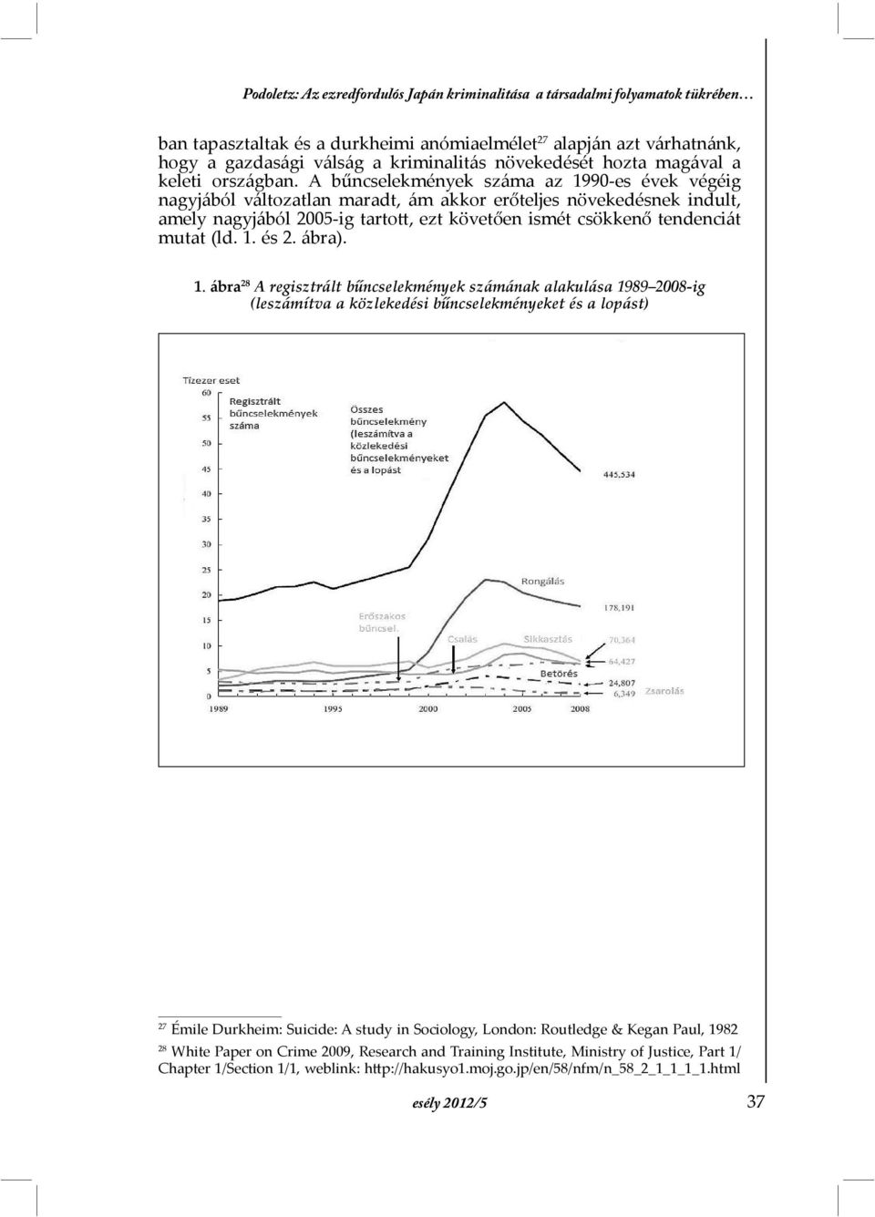 A bűncselekmények száma az 1990-es évek végéig nagyjából változatlan maradt, ám akkor erőteljes növekedésnek indult, amely nagyjából 2005-ig tartott, ezt követően ismét csökkenő tendenciát mutat (ld.