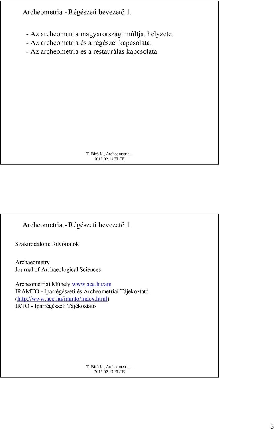 Archeometria - Régészeti bevezető 1.