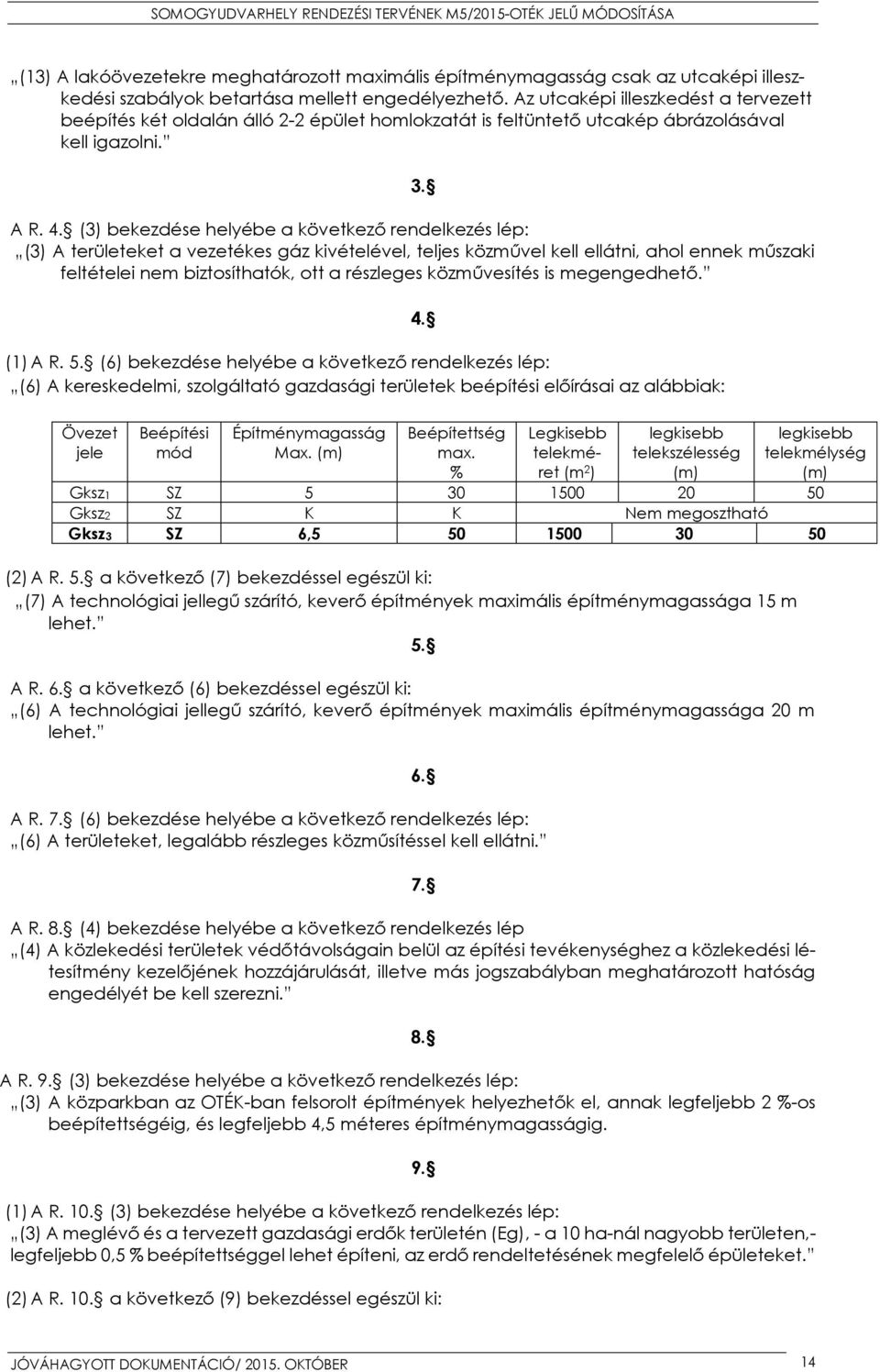 (3) bekezdése helyébe a következő rendelkezés lép: (3) A területeket a vezetékes gáz kivételével, teljes közművel kell ellátni, ahol ennek műszaki feltételei nem biztosíthatók, ott a részleges