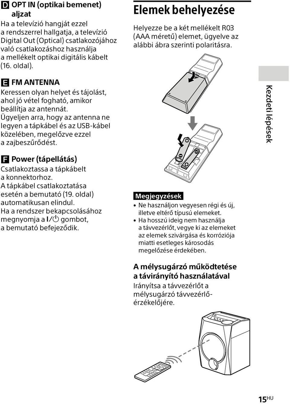 FM ANTENNA Keressen olyan helyet és tájolást, ahol jó vétel fogható, amikor beállítja az antennát.