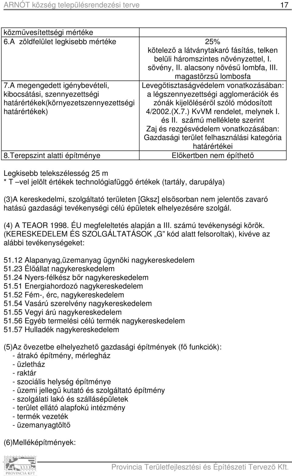 Terepszint alatti építménye Levegőtisztaságvédelem vonatkozásában: a légszennyezettségi agglomerációk és zónák kijelöléséről szóló módosított 4/2002.(X.7.) KvVM rendelet, melynek I. és II.