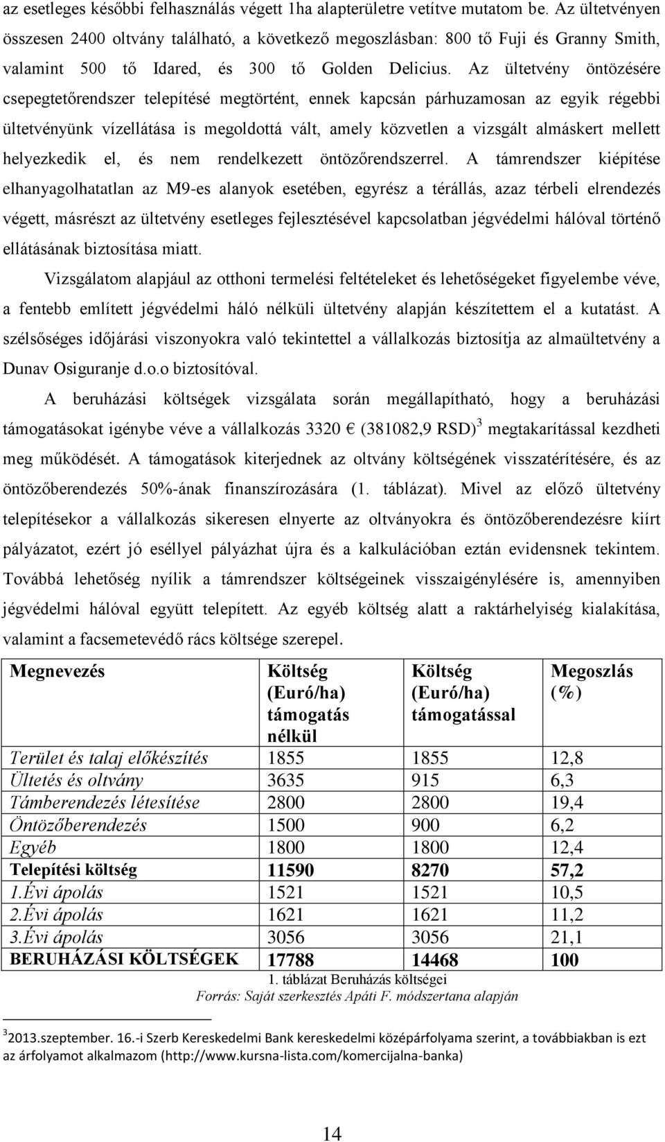Az ültetvény öntözésére csepegtetőrendszer telepítésé megtörtént, ennek kapcsán párhuzamosan az egyik régebbi ültetvényünk vízellátása is megoldottá vált, amely közvetlen a vizsgált almáskert mellett