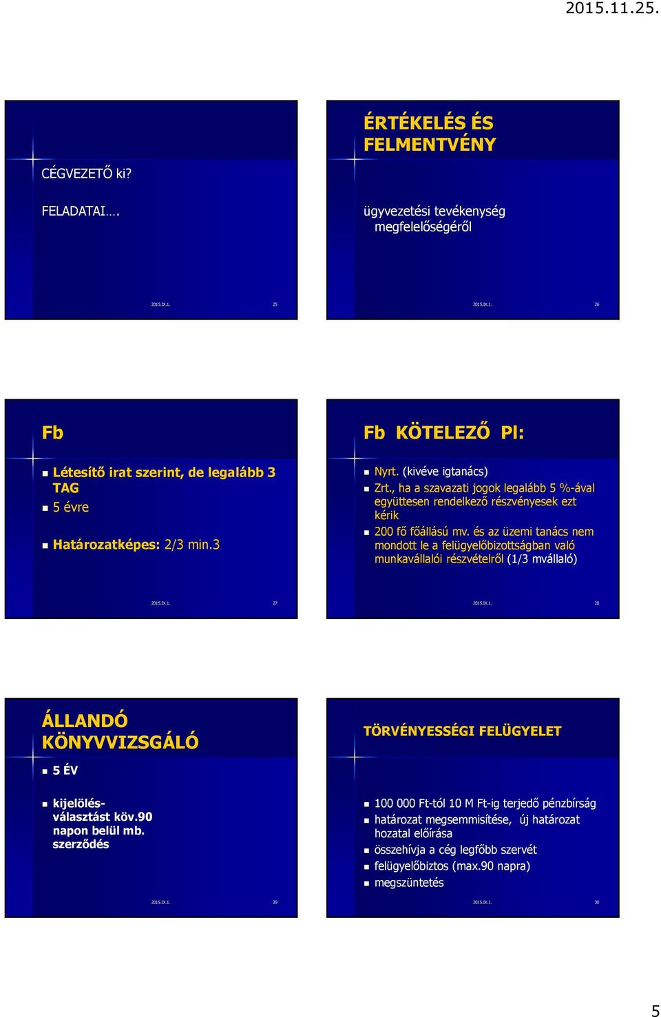 és az üzemi tanács nem mondott le a felügyelőbizottságban való munkavállalói részvételről (1/3 mvállaló) 2015.IX.1. 27 2015.IX.1. 28 ÁLLANDÓ KÖNYVVIZSGÁLÓ TÖRVÉNYESSÉGI FELÜGYELET 5 ÉV kijelölésválasztást köv.