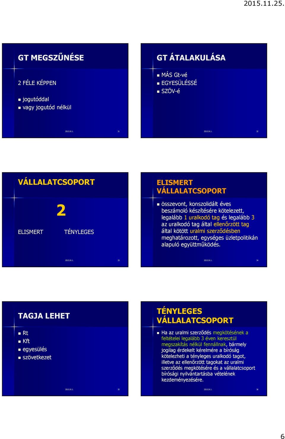 31 2015 32 VÁLLALATCSOPORT ELISMERT VÁLLALATCSOPORT ELISMERT 2 TÉNYLEGES összevont, konszolidált éves beszámoló készítésére kötelezett, legalább 1 uralkodó tagés legalább 3 az uralkodó tag által