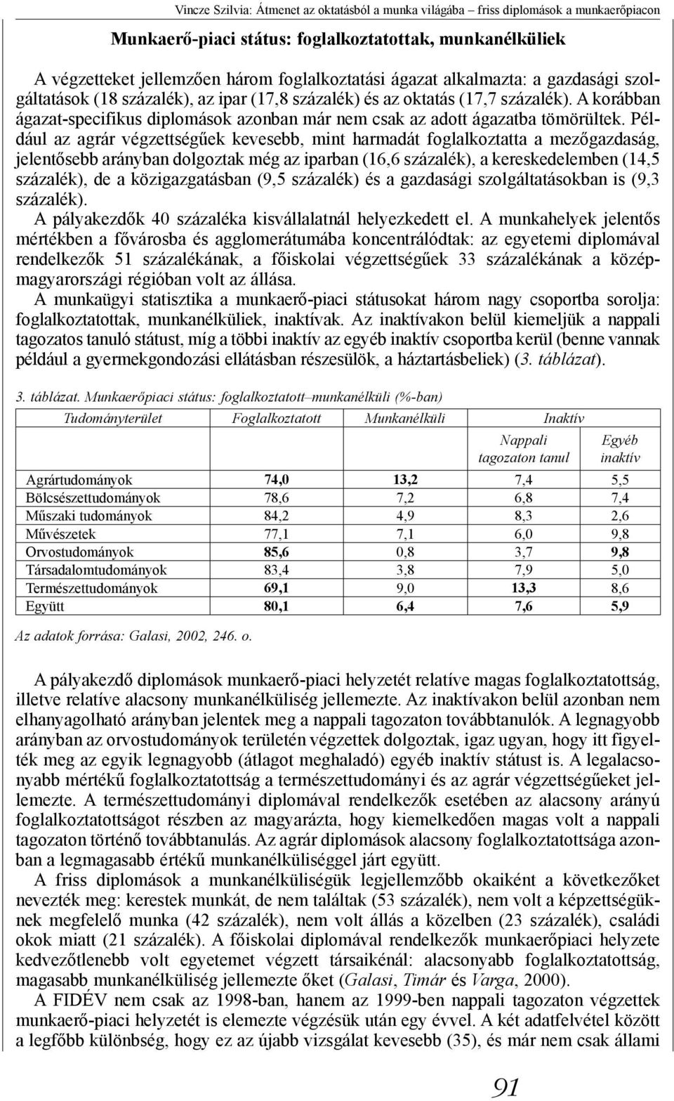 Például az agrár végzettségűek kevesebb, mint harmadát foglalkoztatta a mezőgazdaság, jelentősebb arányban dolgoztak még az iparban (16,6 százalék), a kereskedelemben (14,5 százalék), de a