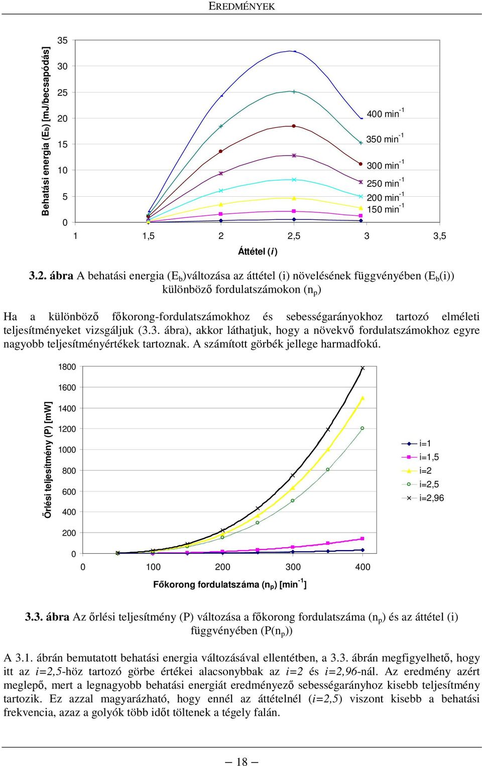 (i)) különbözı fordulatszámokon (n p ) Ha a különbözı fıkorong-fordulatszámokhoz és sebességarányokhoz tartozó elméleti teljesítményeket vizsgáljuk (3.