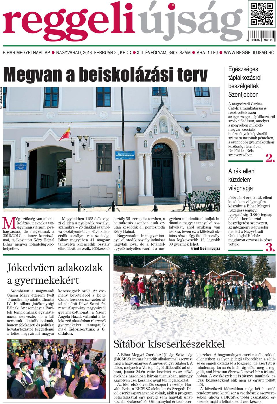 elõadáson, amelyet a megyében mûködõ magyar szociális intézmények képviselõi számára tartottak pénteken, a szentjobbi gyermekotthon közösségi termében, Dr. Földes Béla szervezésében. 2.