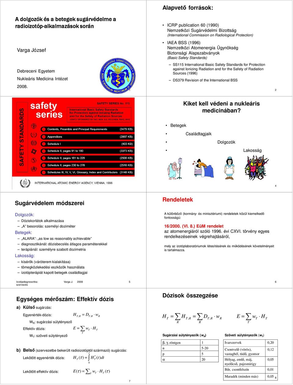 1 (2) SS115 International Basic Safety Standards for Protection against Ionizing Radiation and for the Safety of Radiation Sources (1996) DS379 Revision of the International BSS 2 Kiket kell védeni a