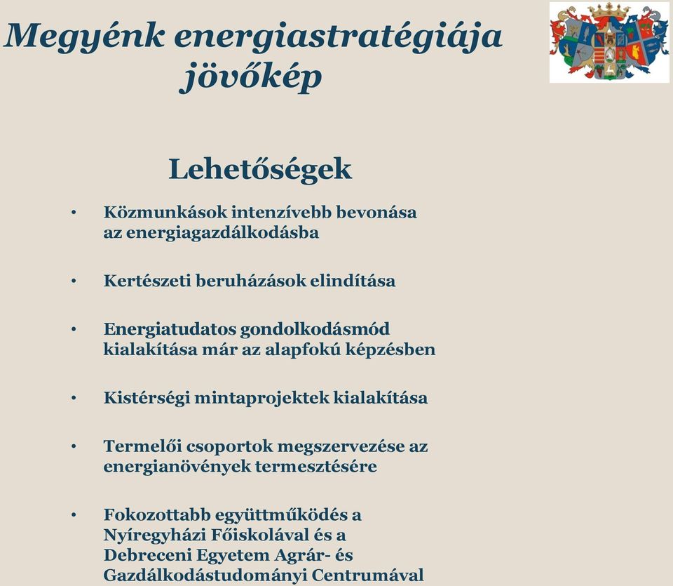 Kistérségi mintaprojektek kialakítása Termelői csoportok megszervezése az energianövények termesztésére