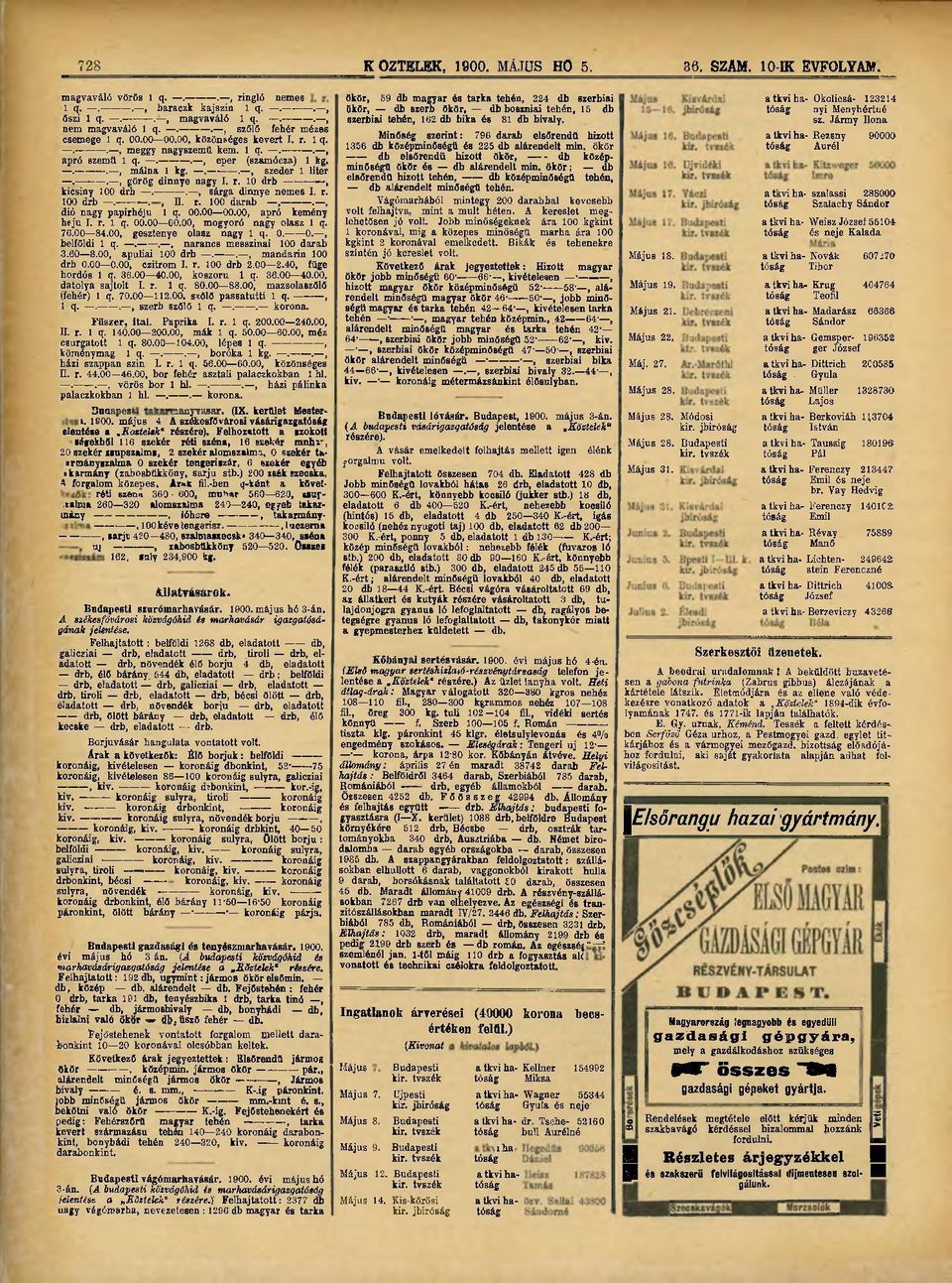 , görög dinnye nagy I. r. 10 drb, kicsiny 100 drb.., sárga dinnye nemes I. r. 100 drb. II. r. 100 darab,., dió nagy papirhéju 1 q. 00.00 00.00, apró kemény hfju I. r. 1 q. 00.00 00.00, mogyoró nagy olasz 1 q.