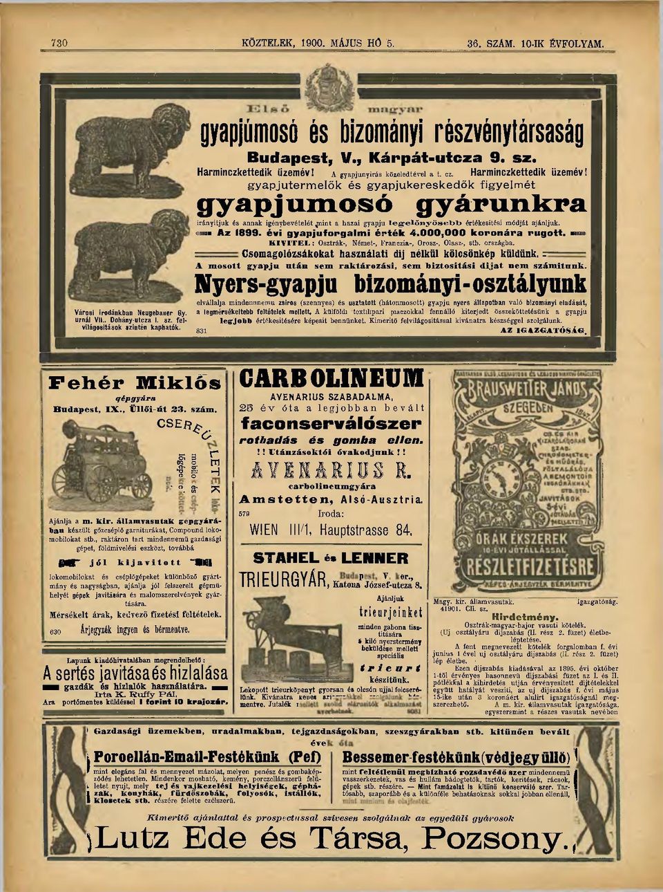 évi gyapjuforgalmi érték 4.000,000 koronára rúgott,» KIVI I'F.I.: Osztrák-, Német-, Franczia-, Orosz-, Olasz-, stb. országba. Csomagolózsákokat használati dij nélkül kölcsönkép küldünk.