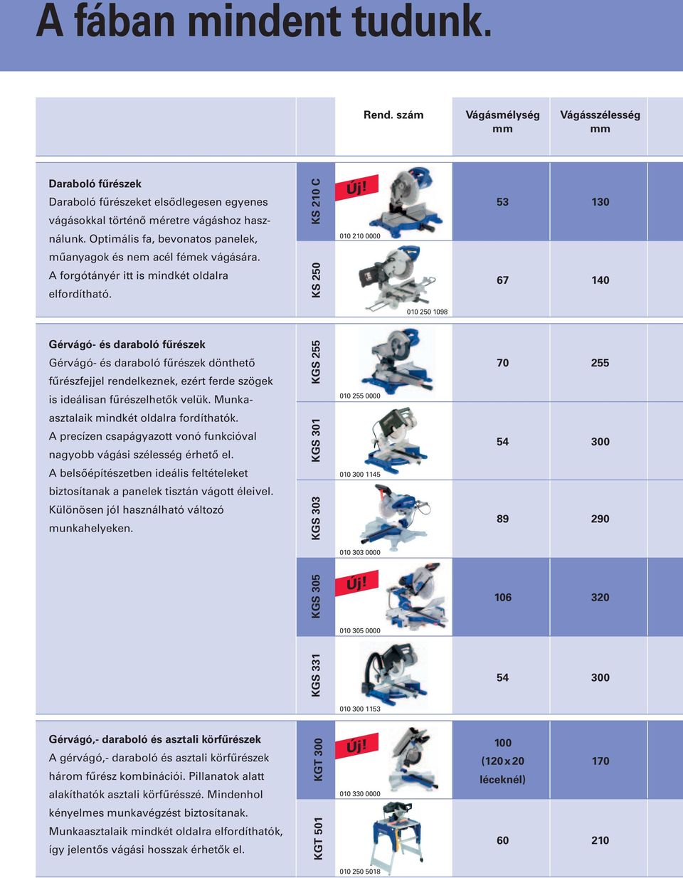 Gérvágó- és daraboló fűrészek Gérvágó- és daraboló fűrészek dönthető fűrészfejjel rendelkeznek, ezért ferde szögek is ideálisan fűrészelhetők velük. Munkaasztalaik mindkét oldalra fordíthatók.