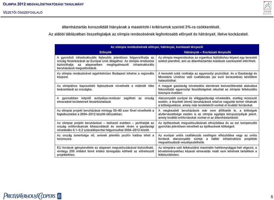 Előnyök A gyorsított infrastrukturális fejlesztés jelentősen felgyorsíthatja az ország felzárkózását az Európai Unió átlagához.