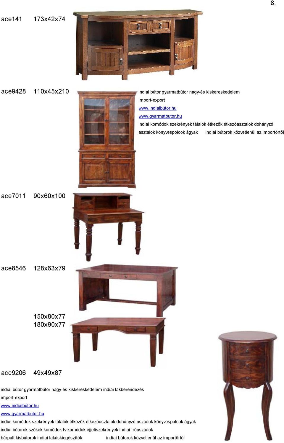 bútorok közvetlenül az importőrtől ace7011 90x60x100 ace8546 128x63x79 150x80x77 180x90x77