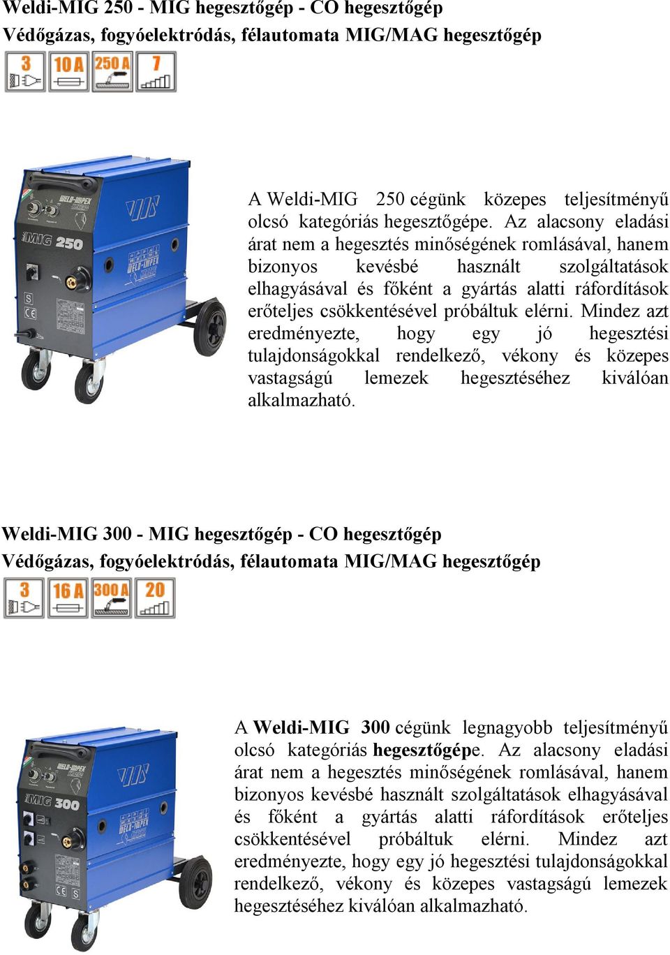 Weldi-MIG termékcsalád MIG hegesztőgépek CO hegesztőgépek - PDF Free  Download