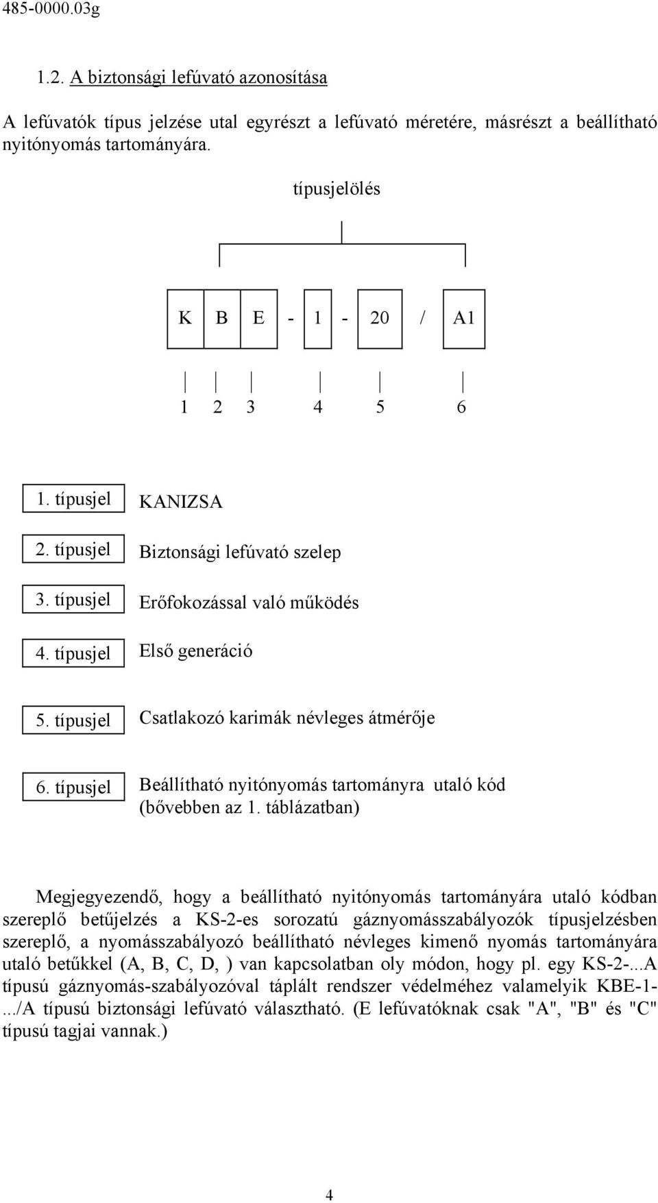 típusjel Beállítható nyitónyomás tartományra (bővebben az 1.