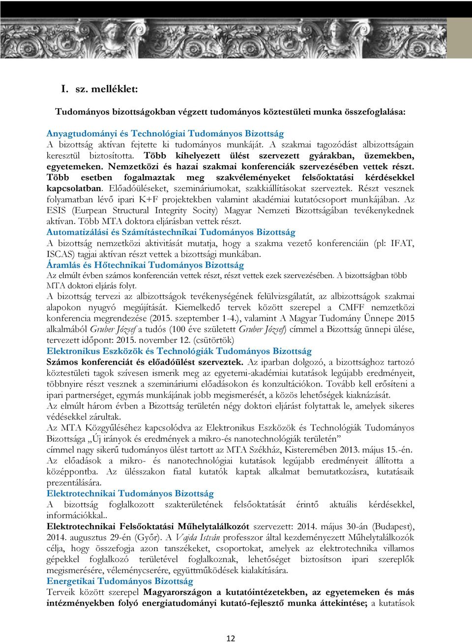 A szakmai tagozódást albizottságain keresztül biztosította. Több kihelyezett ülést szervezett gyárakban, üzemekben, egyetemeken. Nemzetközi és hazai szakmai konferenciák szervezésében vettek részt.