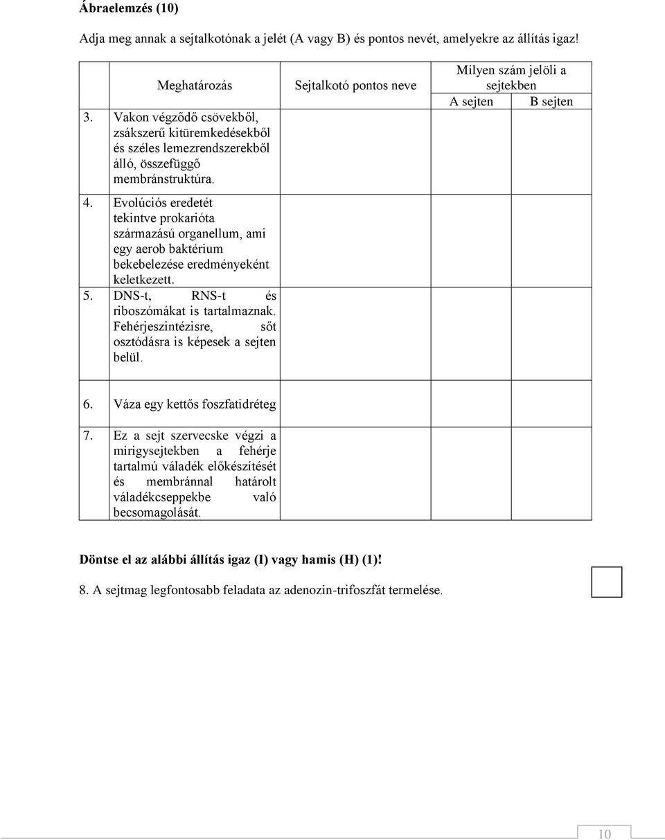 Evolúciós eredetét tekintve prokarióta származású organellum, ami egy aerob baktérium bekebelezése eredményeként keletkezett. 5. DNS-t, RNS-t és riboszómákat is tartalmaznak.