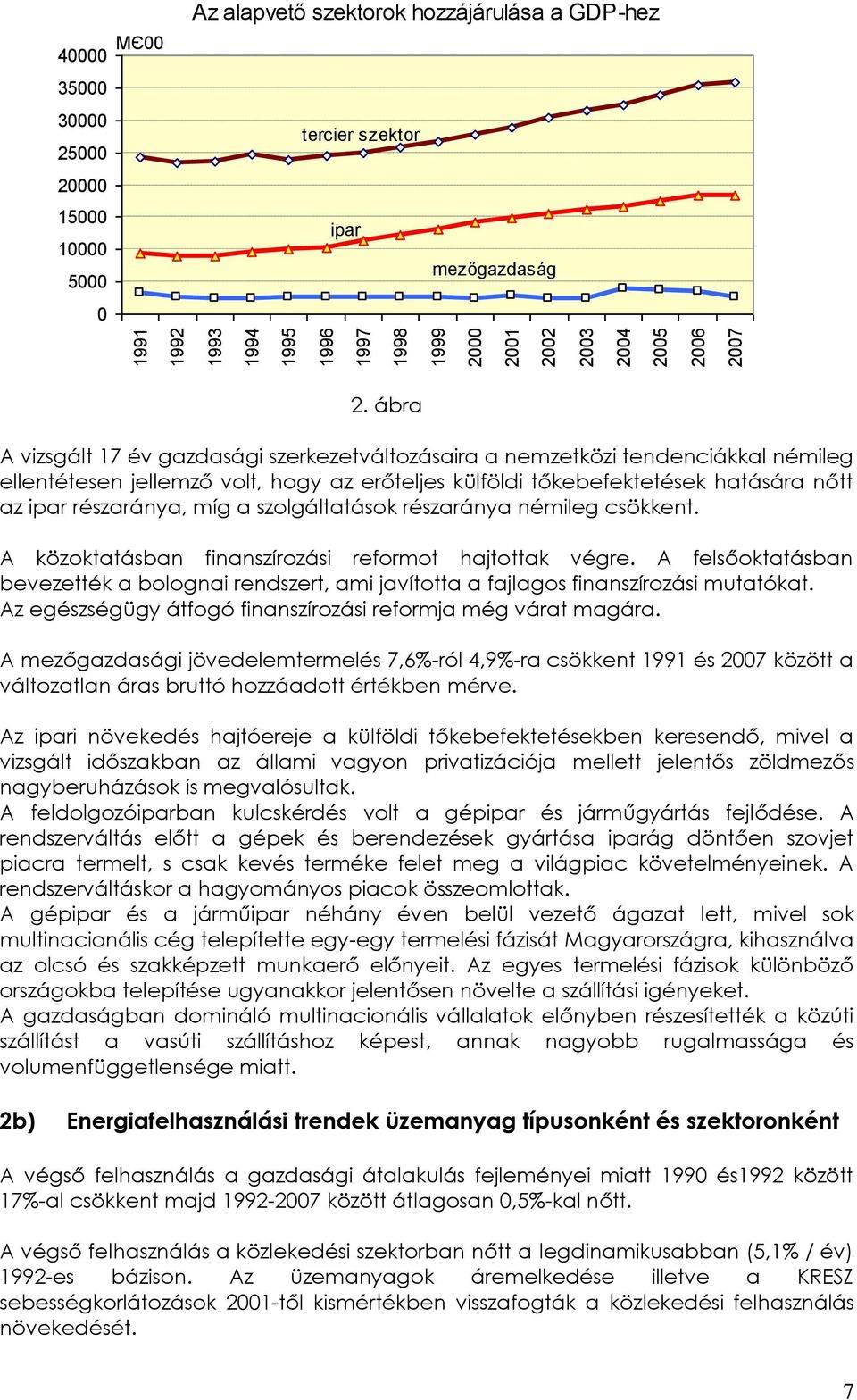 a szolgáltatások részaránya némileg csökkent. A közoktatásban finanszírozási reformot hajtottak végre.