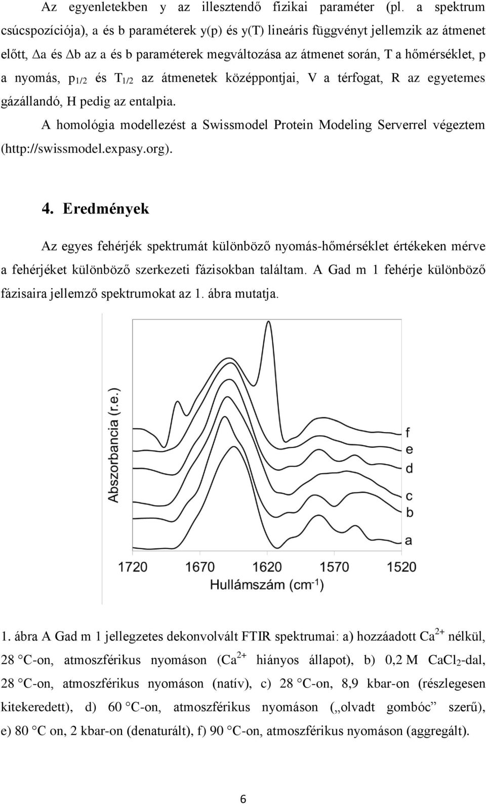 1/2 és T 1/2 az átmenetek középpontjai, V a térfogat, R az egyetemes gázállandó, H pedig az entalpia. A homológia modellezést a Swissmodel Protein Modeling Serverrel végeztem (http://swissmodel.