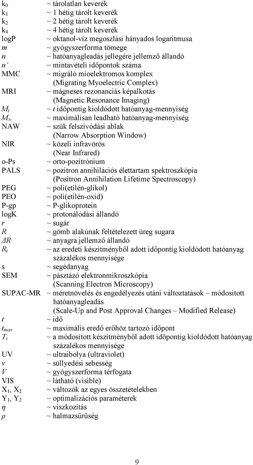 Resonance Imaging) M t ~ t idıpontig kioldódott hatóanyag-mennyiség M ~ maximálisan leadható hatóanyag-mennyiség NAW ~ szők felszívódási ablak (Narrow Absorption Window) NIR ~ közeli infravörös (Near