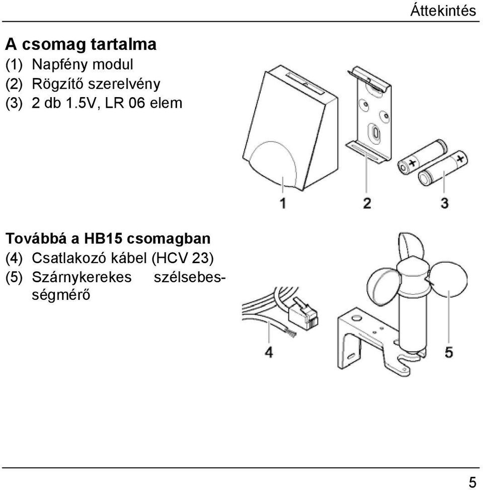 5V, LR 06 elem Továbbá a HB15 csomagban (4)