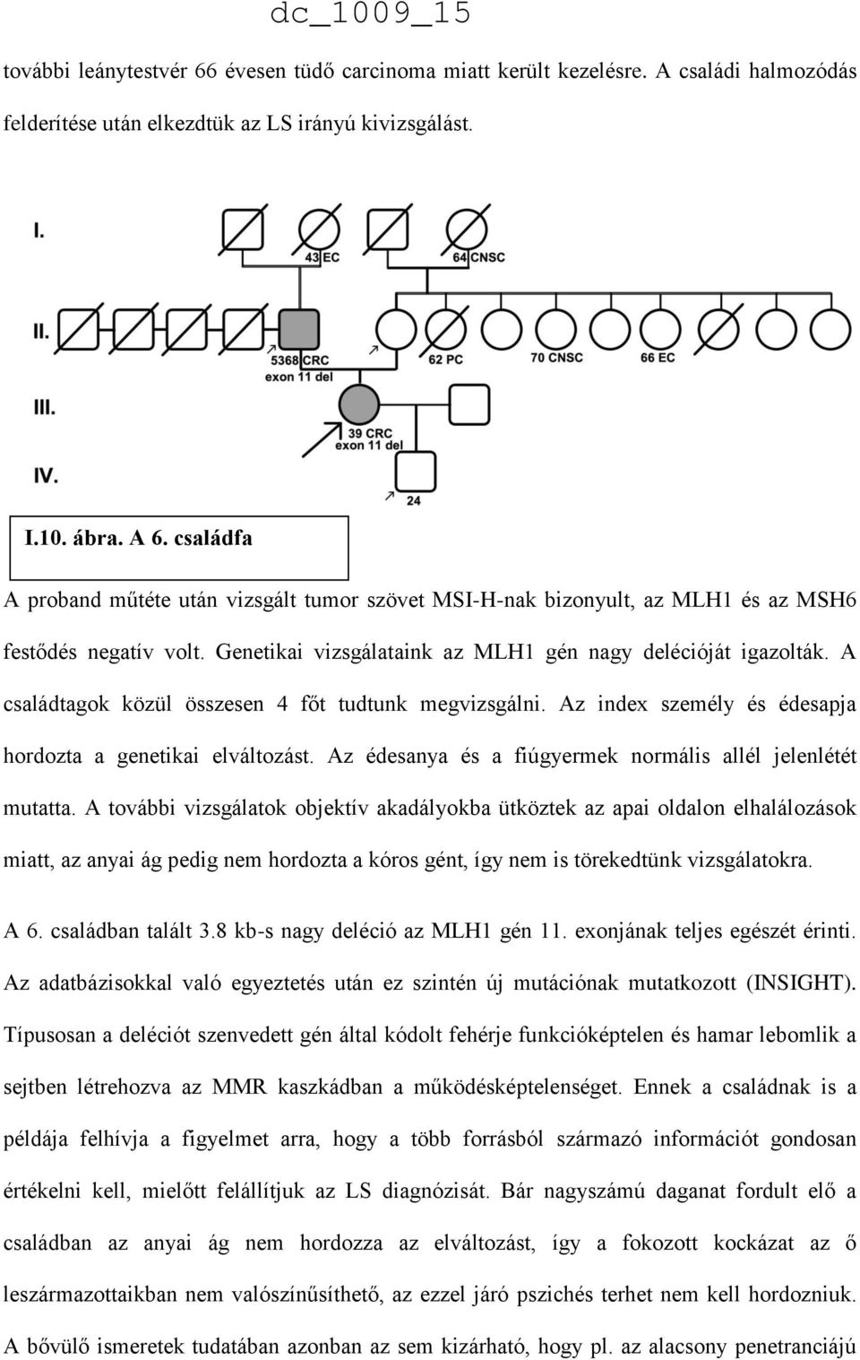 A családtagok közül összesen 4 főt tudtunk megvizsgálni. Az index személy és édesapja hordozta a genetikai elváltozást. Az édesanya és a fiúgyermek normális allél jelenlétét mutatta.