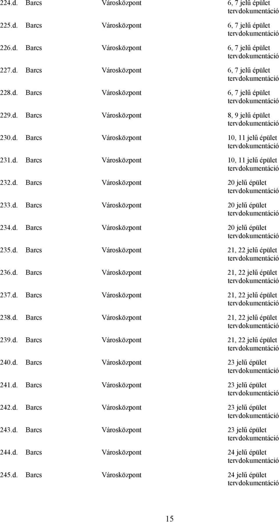 d. Barcs Városközpont 20 jelű épület 235.d. Barcs Városközpont 21, 22 jelű épület 236.d. Barcs Városközpont 21, 22 jelű épület 237.d. Barcs Városközpont 21, 22 jelű épület 238.d. Barcs Városközpont 21, 22 jelű épület 239.