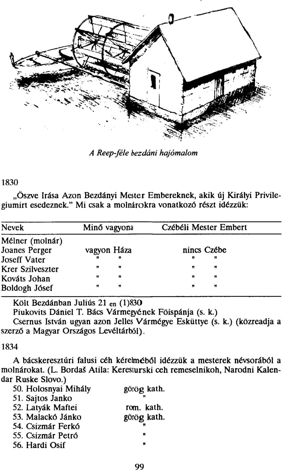 21 e n (1)830 Piukovits Dániel T. Bács Vármegyének Főispánja (s. k.) Csernus István ugyan azon Jelles Vármegye Esküttye (s. k.) (közreadja a szerző a Magyar Országos Levéltárból).