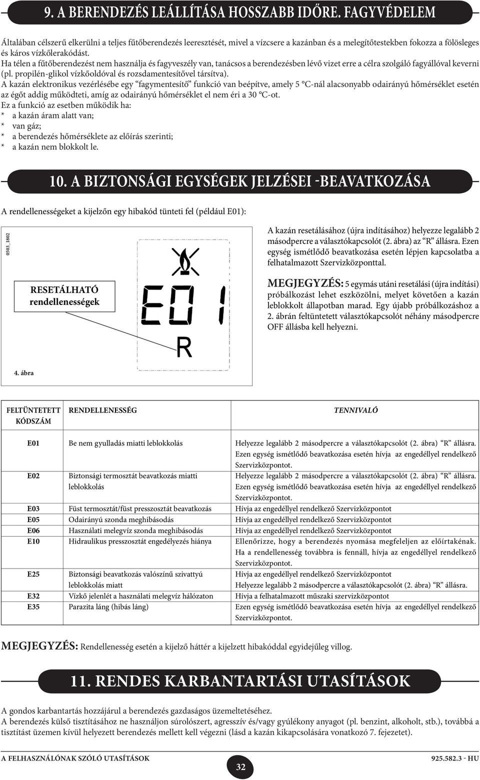 Ha télen a fűtőberendezést nem használja és fagyveszély van, tanácsos a berendezésben lévő vizet erre a célra szolgáló fagyállóval keverni (pl.