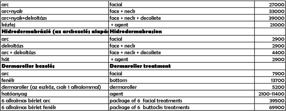 agent 2900 Dermaroller kezelés Dermaroller treatment arc facial 7900 fenék bottom 13700 dermaroller (az eszköz, csak 1 alkalommal) dermaroller