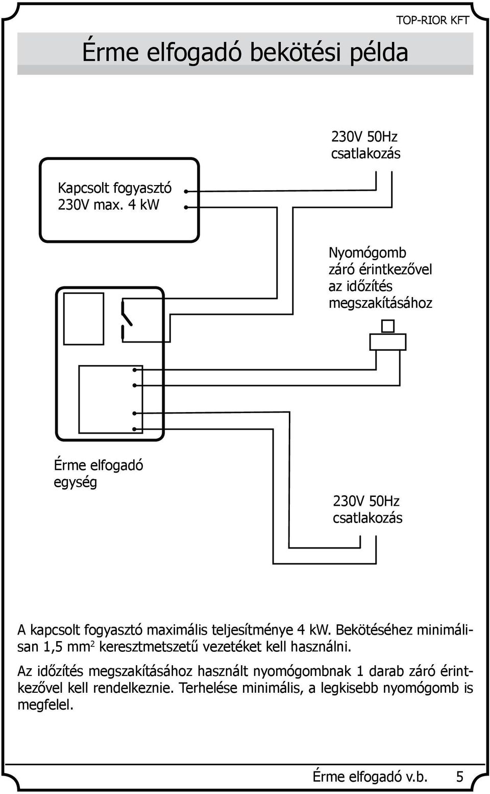 csatlakozás A kapcsolt fogyasztó maximális teljesítménye 4 kw.