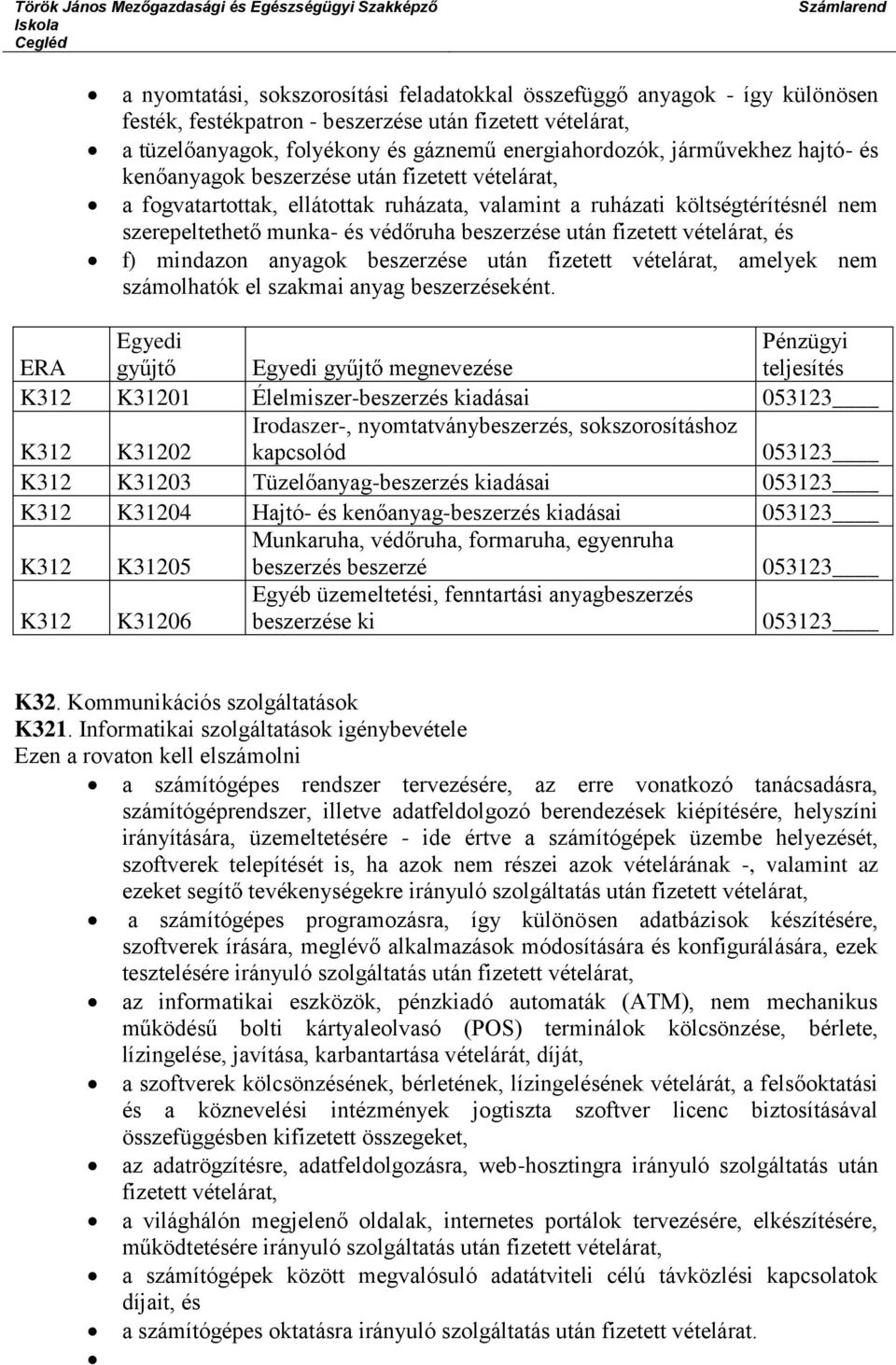 után fizetett vételárat, és f) mindazon anyagok beszerzése után fizetett vételárat, amelyek nem számolhatók el szakmai anyag beszerzéseként.